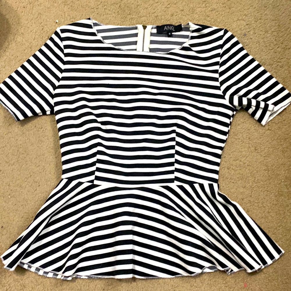 Angl brand, small size, black and white striped top